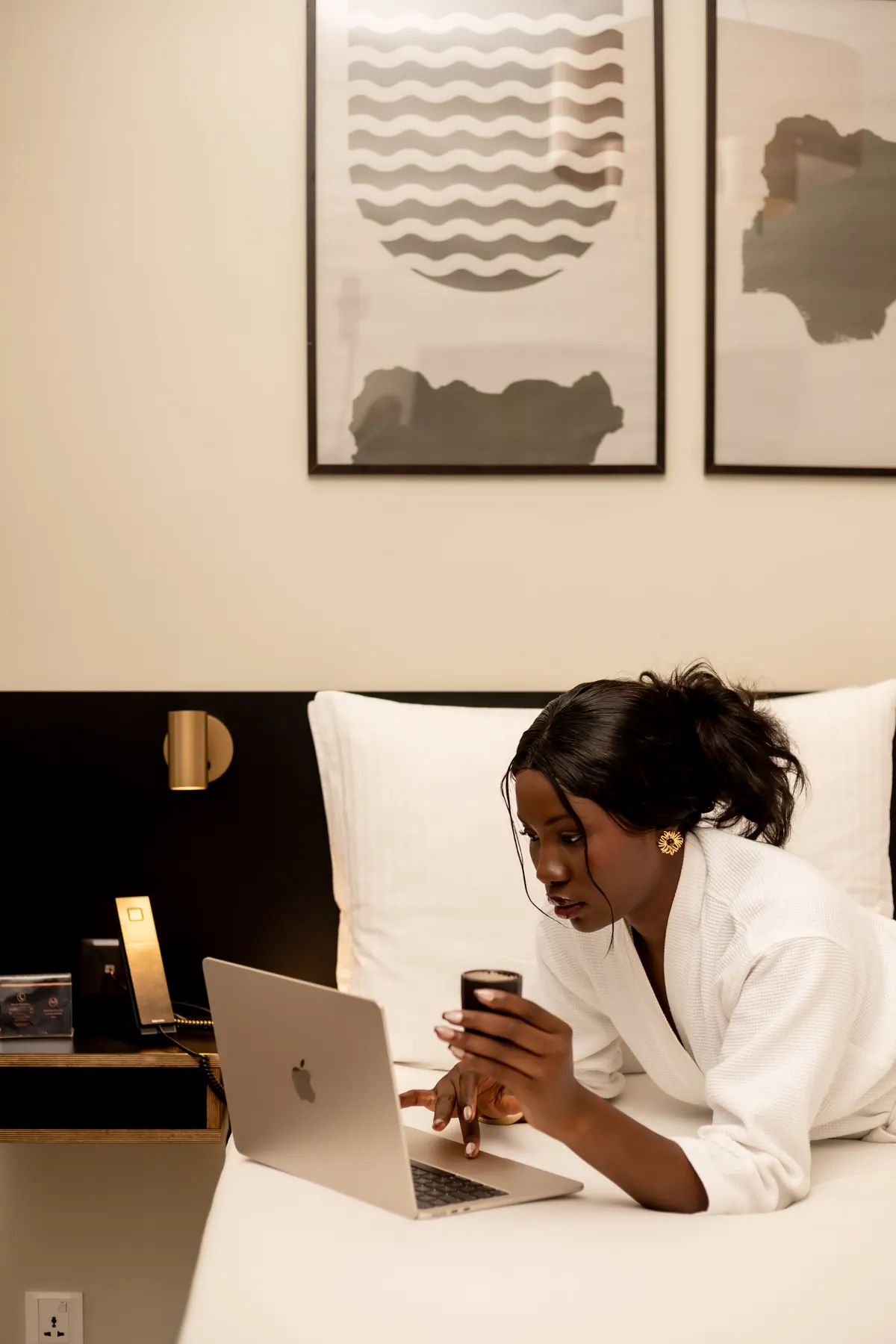 Guest working comfortably from her room in Abuja